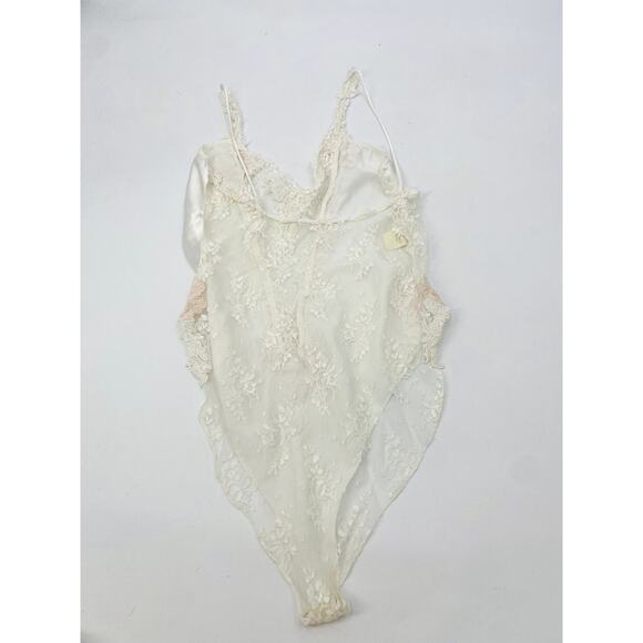 Victoria Secret Vintage white M satin floral embroidered lace bodysuit - Picture 4 of 6